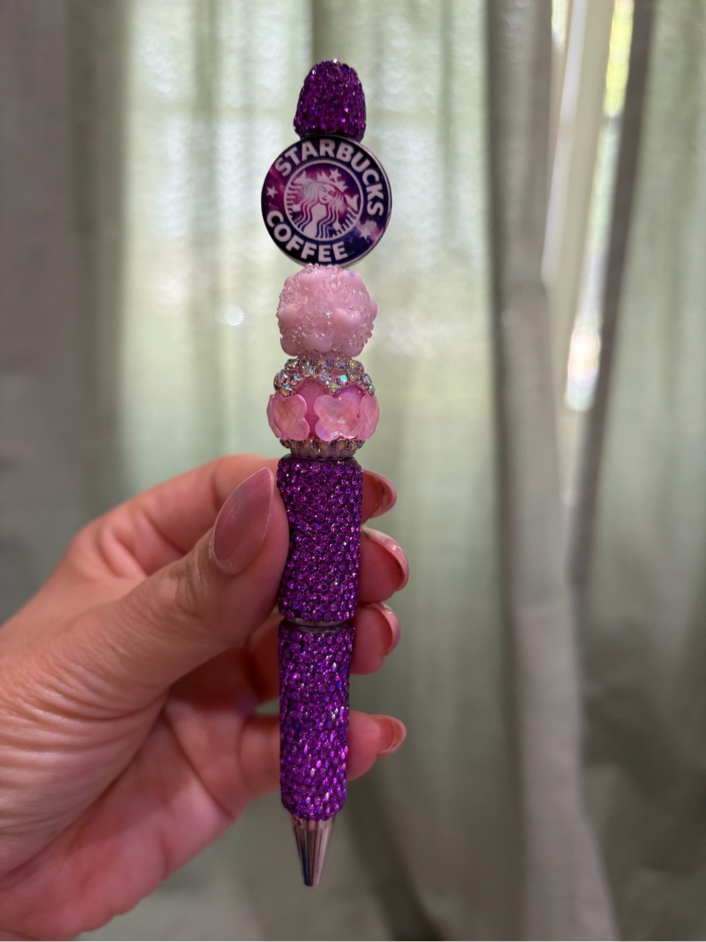 Starbucks Pink and Purple Sparkle Beaded Pen